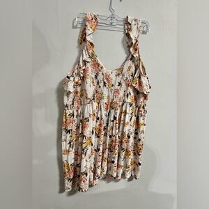 Torrid Floral Knit top with Ruffle Accents